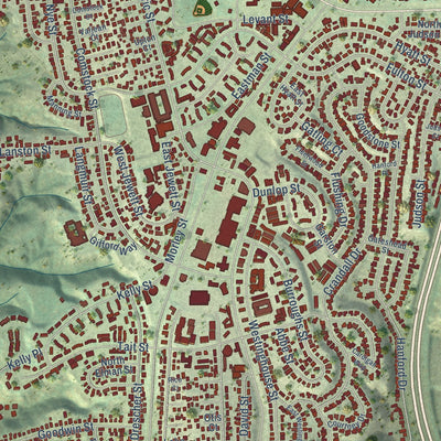 Close-up of the map of Linda Vista, California print showing street and building detail