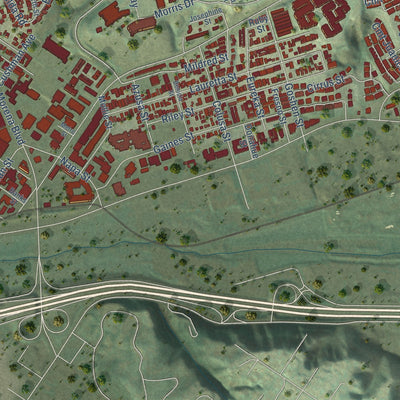Second close-up of the map of Linda Vista, California print showing more streets and buildings