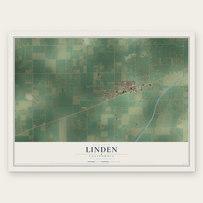Linden, California map print, the full design