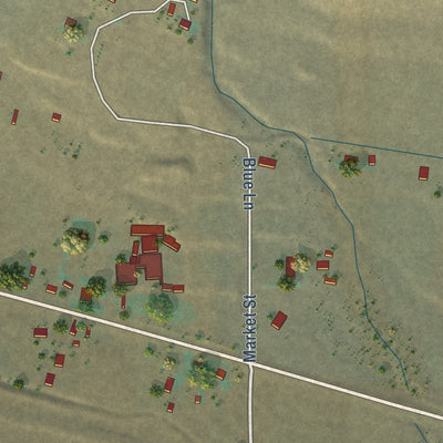 Close-up of the map of Litchfield, California print showing street and building detail