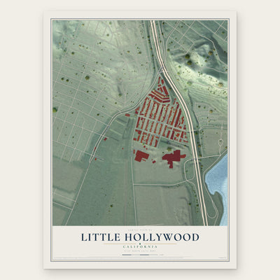 Little Hollywood, California map print, the full design