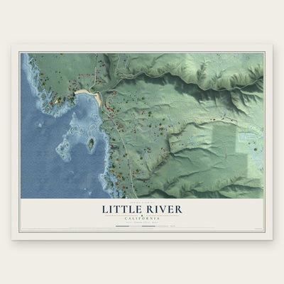 Little River, California map print, the full design