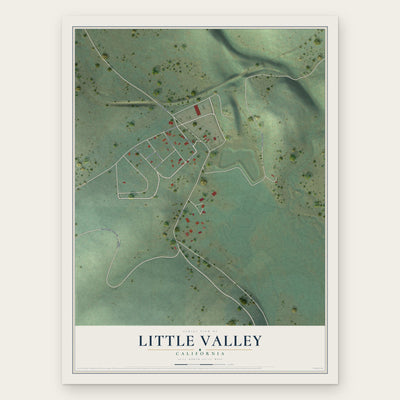 Little Valley, California map print, the full design