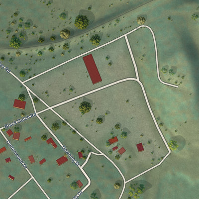 Close-up of the map of Little Valley, California print showing street and building detail