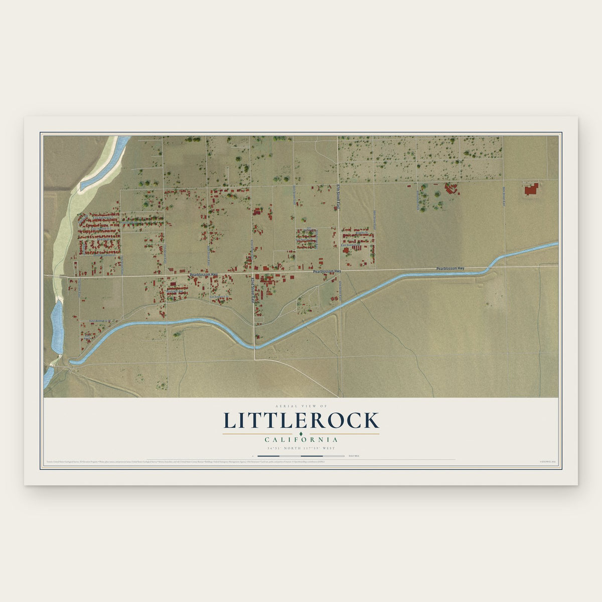 Littlerock, California map print, the full design