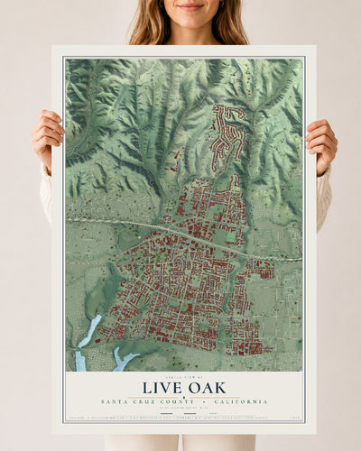 Map of Live Oak, Santa Cruz County, California, 24 x 36 inch unframed archival matte print