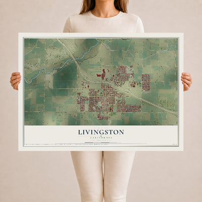 Map of Livingston, California, 24 x 36 inch unframed archival matte print