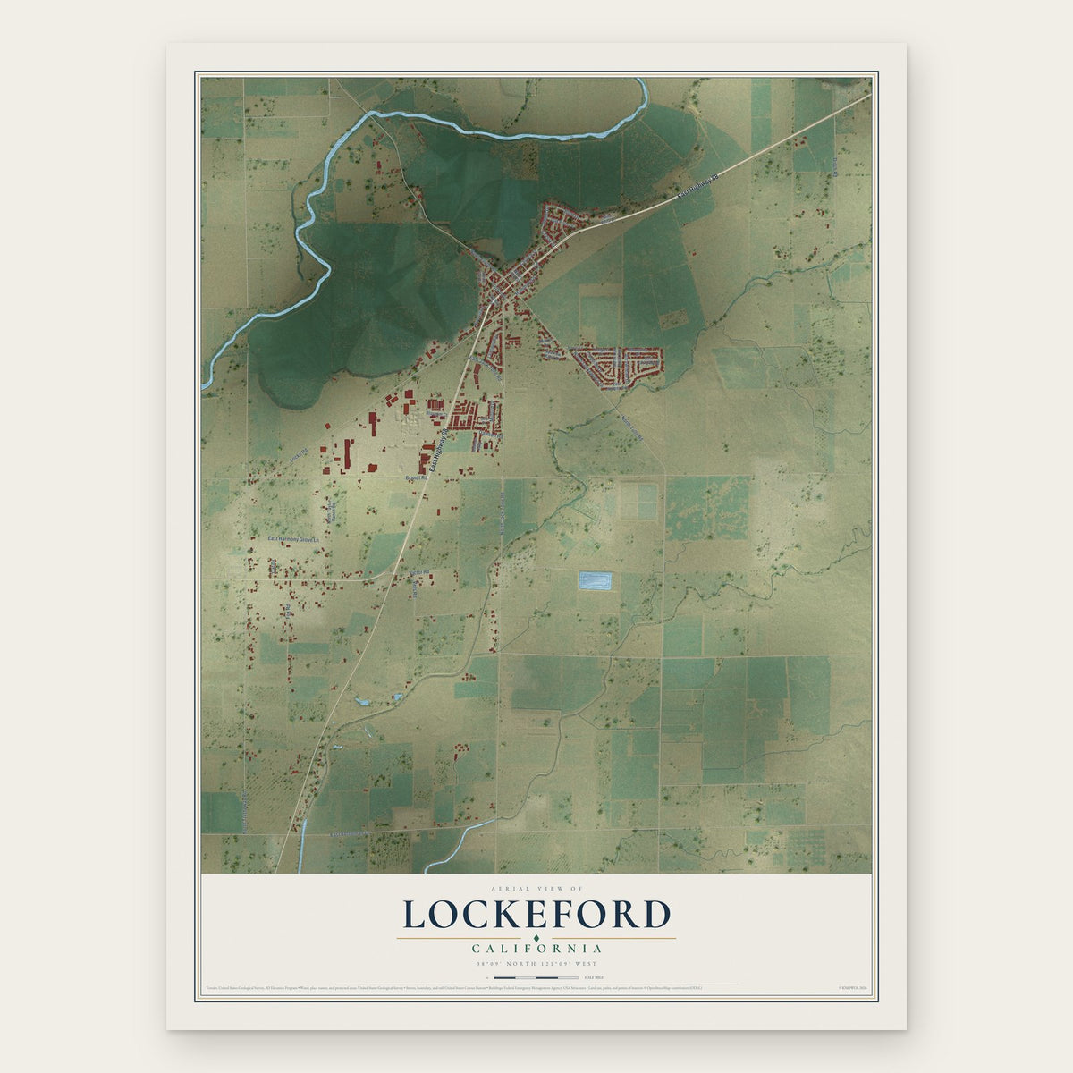 Lockeford, California map print, the full design