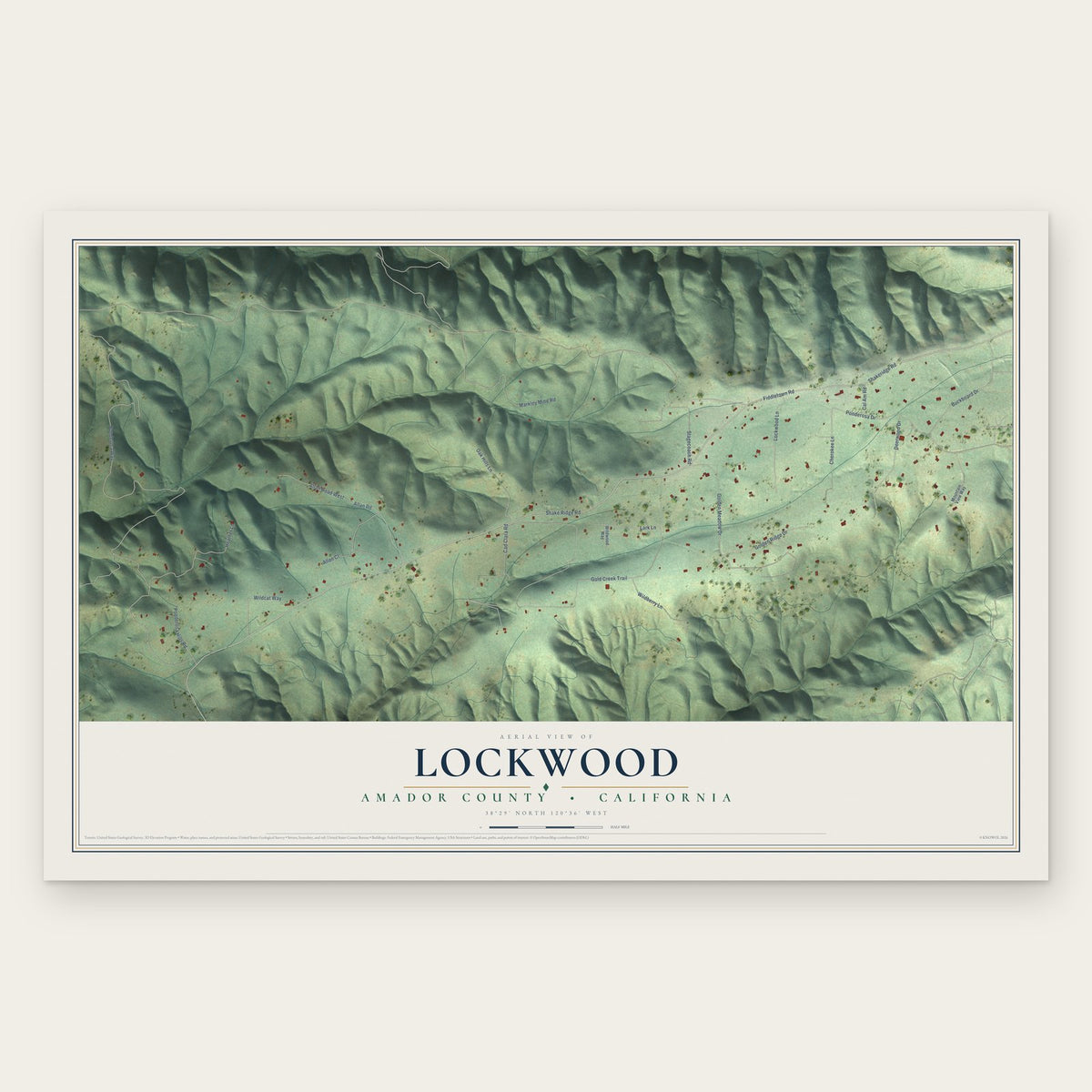 Lockwood, California map print, the full design