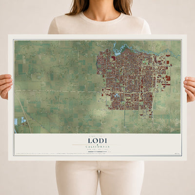 Map of Lodi, California, 18 x 24 inch unframed archival matte print