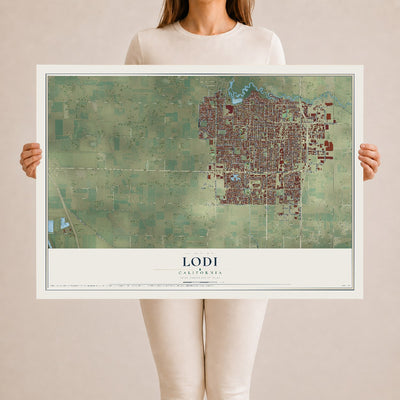 Map of Lodi, California, 24 x 36 inch unframed archival matte print