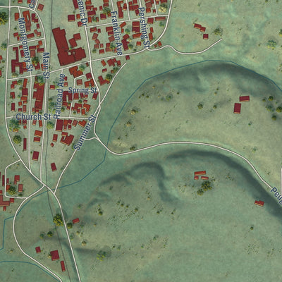 Close-up of the map of Loleta, California print showing street and building detail