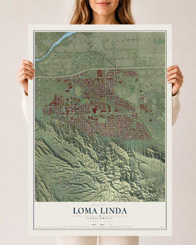 Map of Loma Linda, California, 24 x 36 inch unframed archival matte print