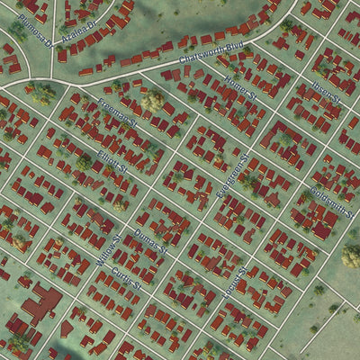 Close-up of the map of Loma Portal, California print showing street and building detail