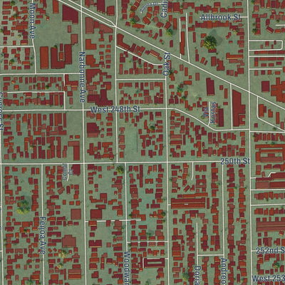 Second close-up of the map of Lomita, California print showing more streets and buildings