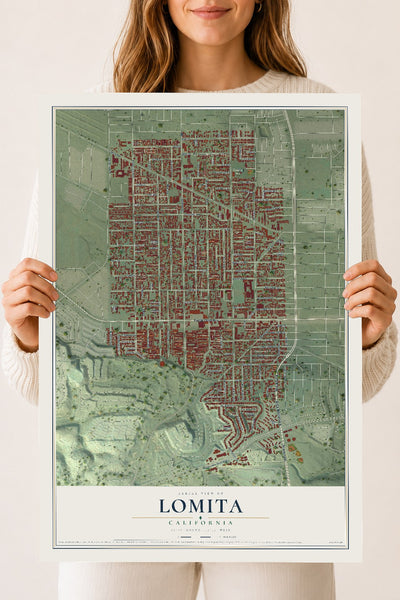 Map of Lomita, California, 18 x 24 inch unframed archival matte print
