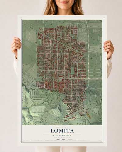 Map of Lomita, California, 24 x 36 inch unframed archival matte print