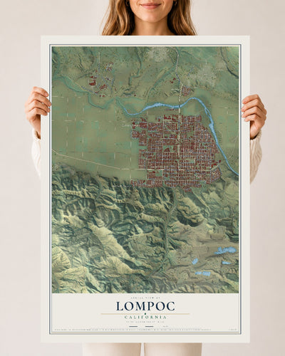 Map of Lompoc, California, 24 x 36 inch unframed archival matte print