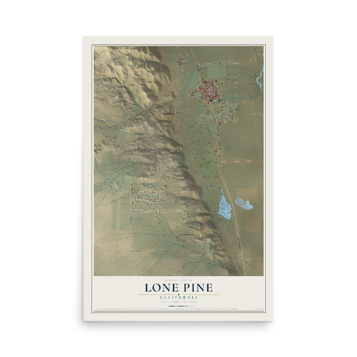 Map of Lone Pine, California, 12 x 18 inch unframed archival matte print