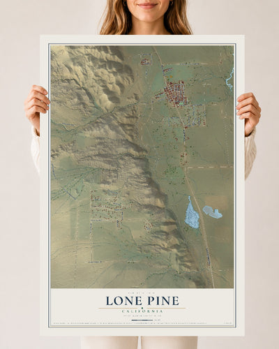 Map of Lone Pine, California, 24 x 36 inch unframed archival matte print