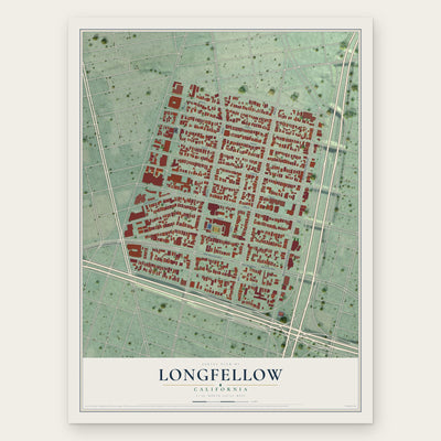 Longfellow, California map print, the full design