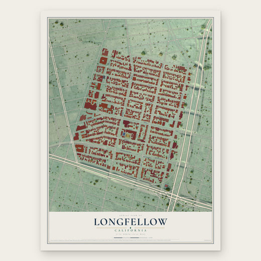 Longfellow, California map print, the full design