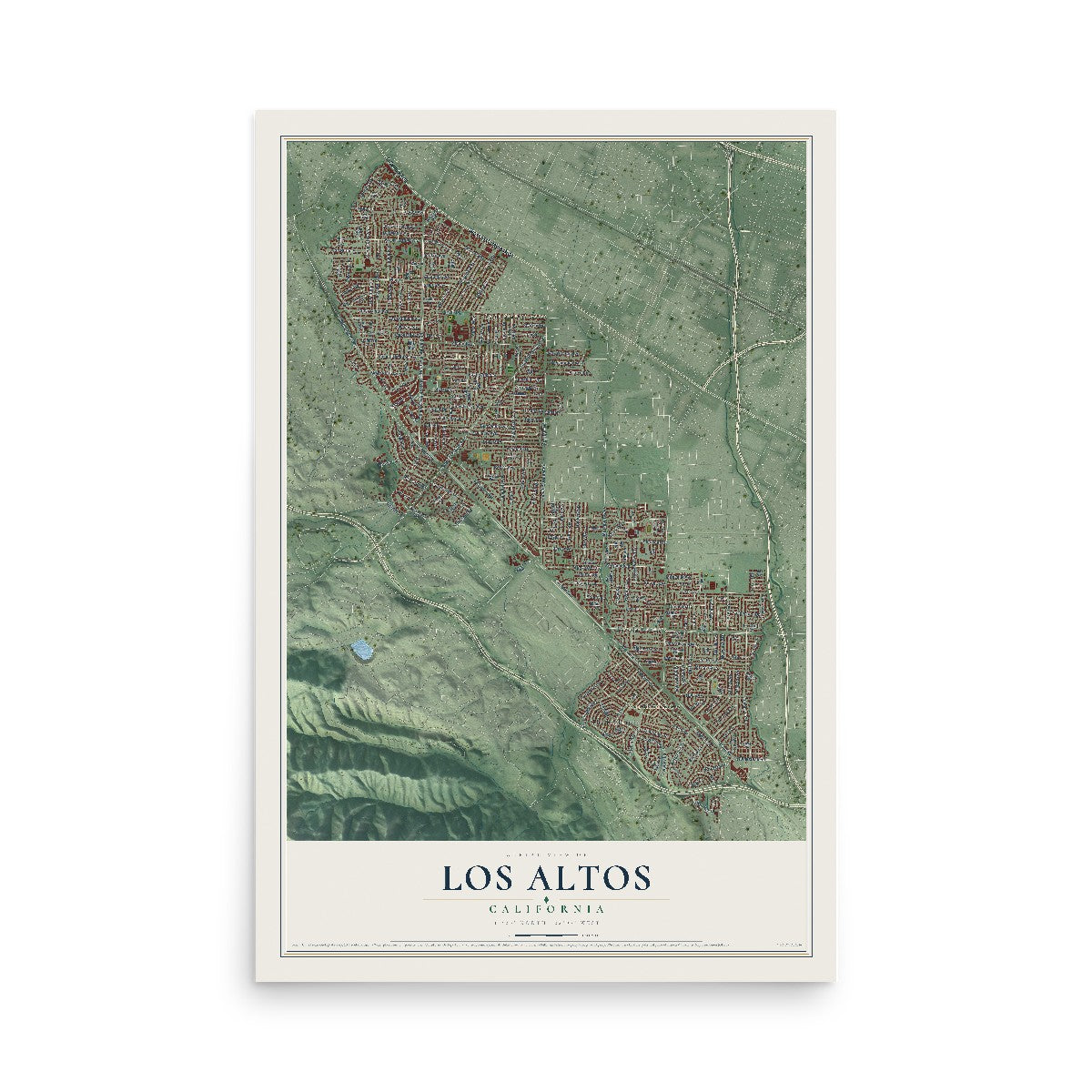 Map of Los Altos, California, 12 x 18 inch unframed archival matte print