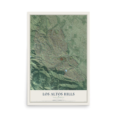 Map of Los Altos Hills, California, 12 x 18 inch unframed archival matte print