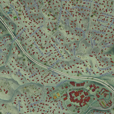 Close-up of the map of Los Altos Hills, California print showing street and building detail