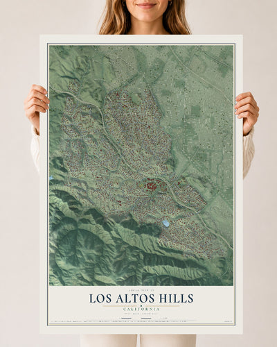 Map of Los Altos Hills, California, 24 x 36 inch unframed archival matte print