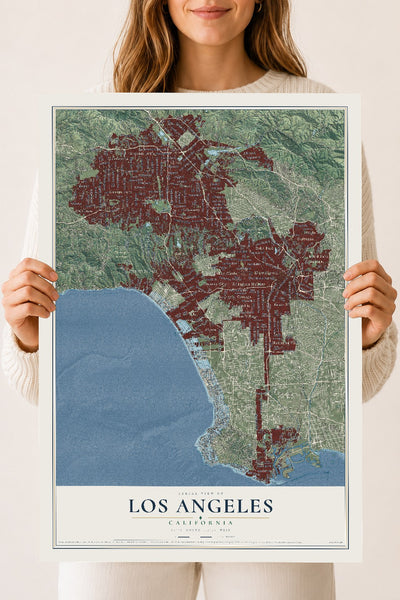 Map of Los Angeles, California, 18 x 24 inch unframed archival matte print