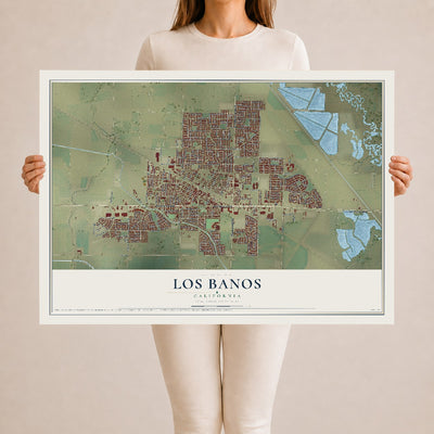 Map of Los Banos, California, 24 x 36 inch unframed archival matte print