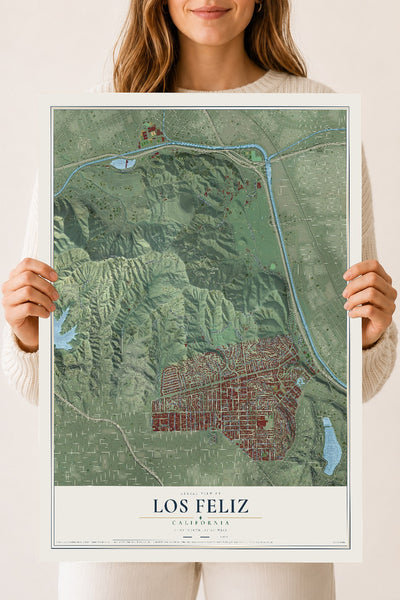 Map of Los Feliz, California, 18 x 24 inch unframed archival matte print