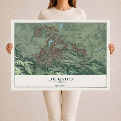 Map of Los Gatos, California, 24 x 36 inch unframed archival matte print