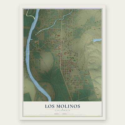 Los Molinos, California map print, the full design