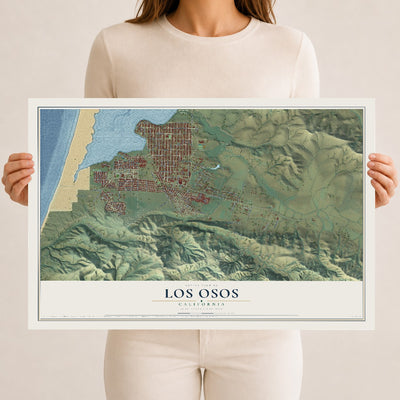 Map of Los Osos, California, 12 x 18 inch unframed archival matte print