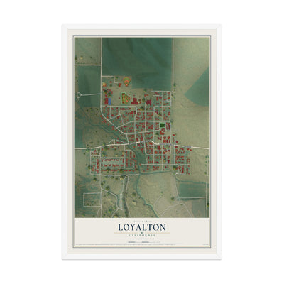 Map of Loyalton, California, 12 x 18 inch print in a white wood frame