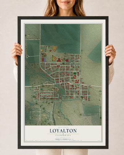 Map of Loyalton, California, 24 x 36 inch print in a black wood frame
