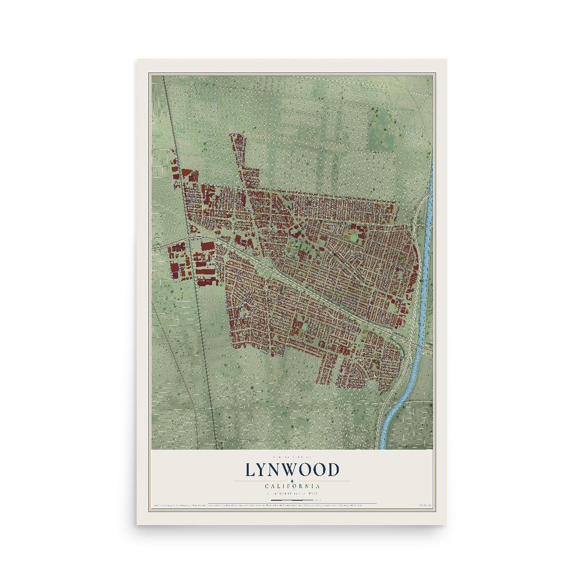 Map of Lynwood, California, 12 x 18 inch unframed archival matte print