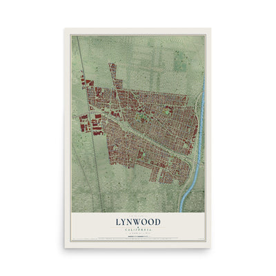 Map of Lynwood, California, 12 x 18 inch unframed archival matte print