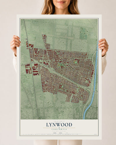 Map of Lynwood, California, 24 x 36 inch unframed archival matte print