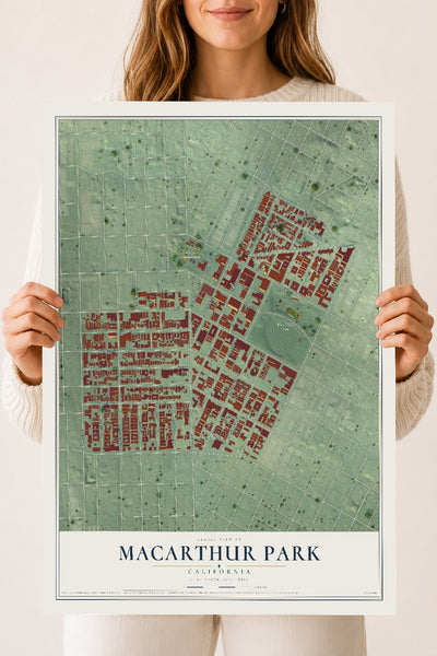 Map of MacArthur Park, California, 18 x 24 inch unframed archival matte print