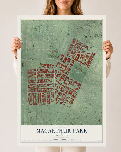 Map of MacArthur Park, California, 24 x 36 inch unframed archival matte print