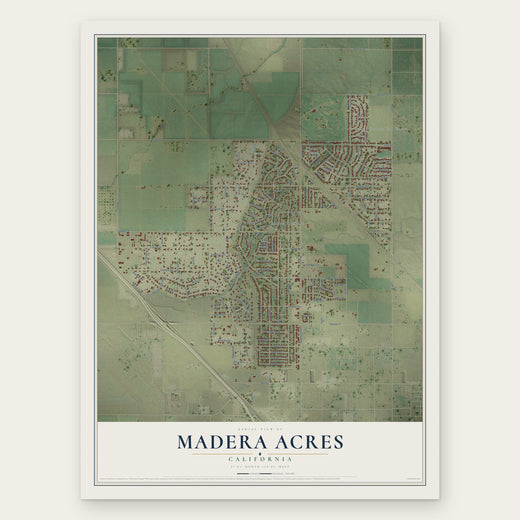 Madera Acres, California map print, the full design