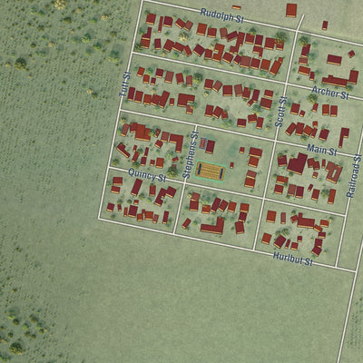 Close-up of the map of Madison, California print showing street and building detail