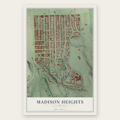 Madison Heights, California map print, the full design