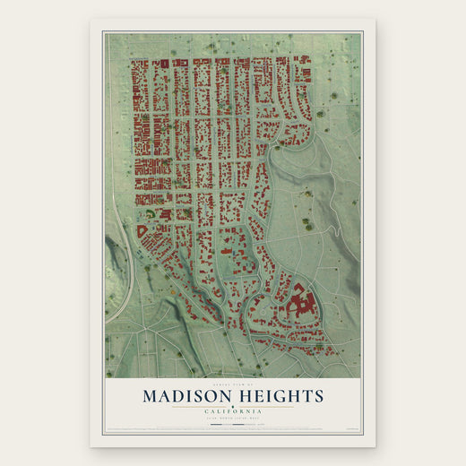 Madison Heights, California map print, the full design