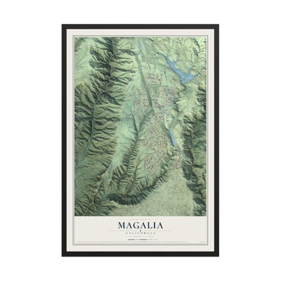 Map of Magalia, California, 12 x 18 inch print in a black wood frame