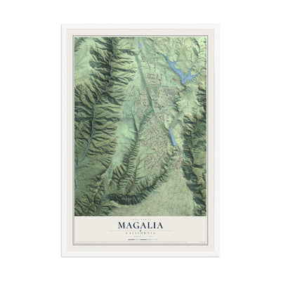 Map of Magalia, California, 12 x 18 inch print in a white wood frame