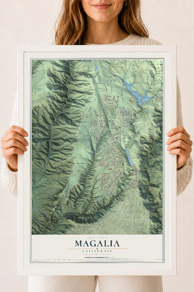 Map of Magalia, California, 18 x 24 inch print in a white wood frame